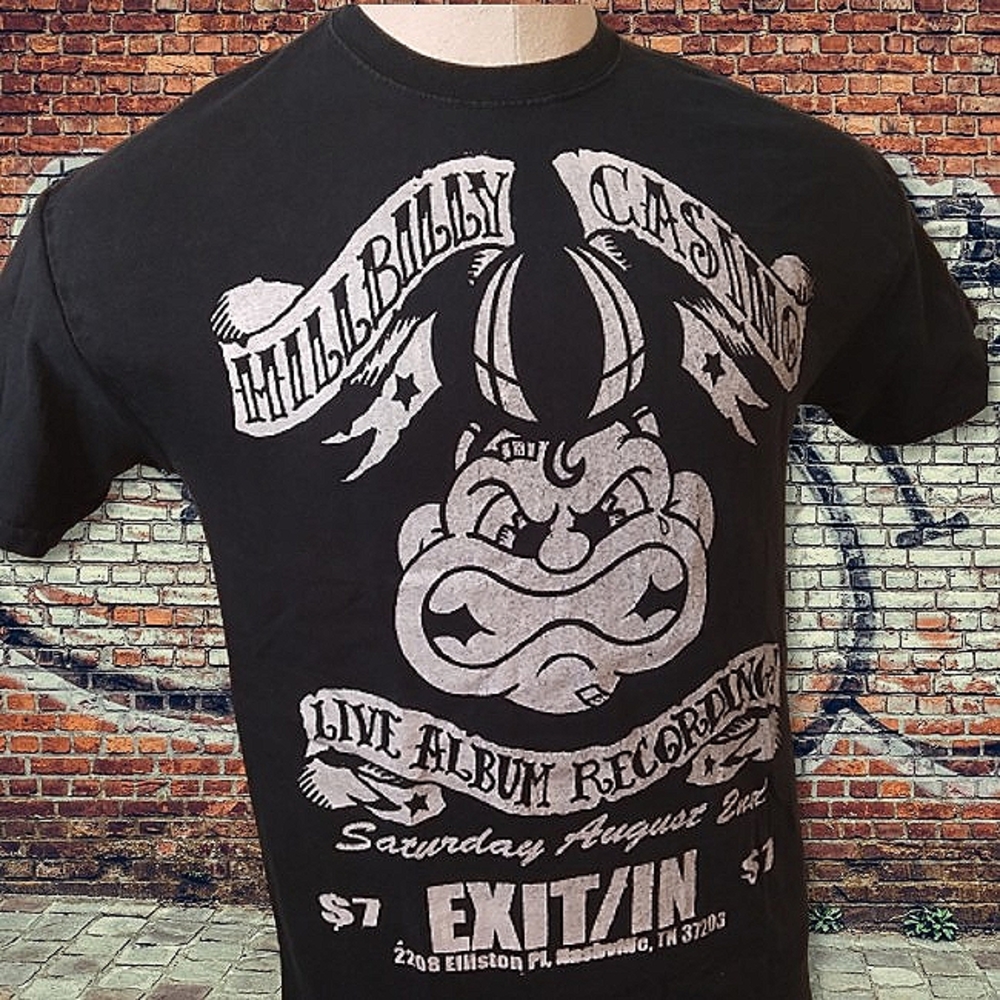 Vintage Nashville Hillbilly Casino Exit/In T-shirt, Men's Medium Black & White